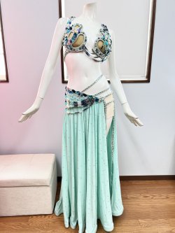 画像1: エジプト製コスチューム　水色ターコイズ